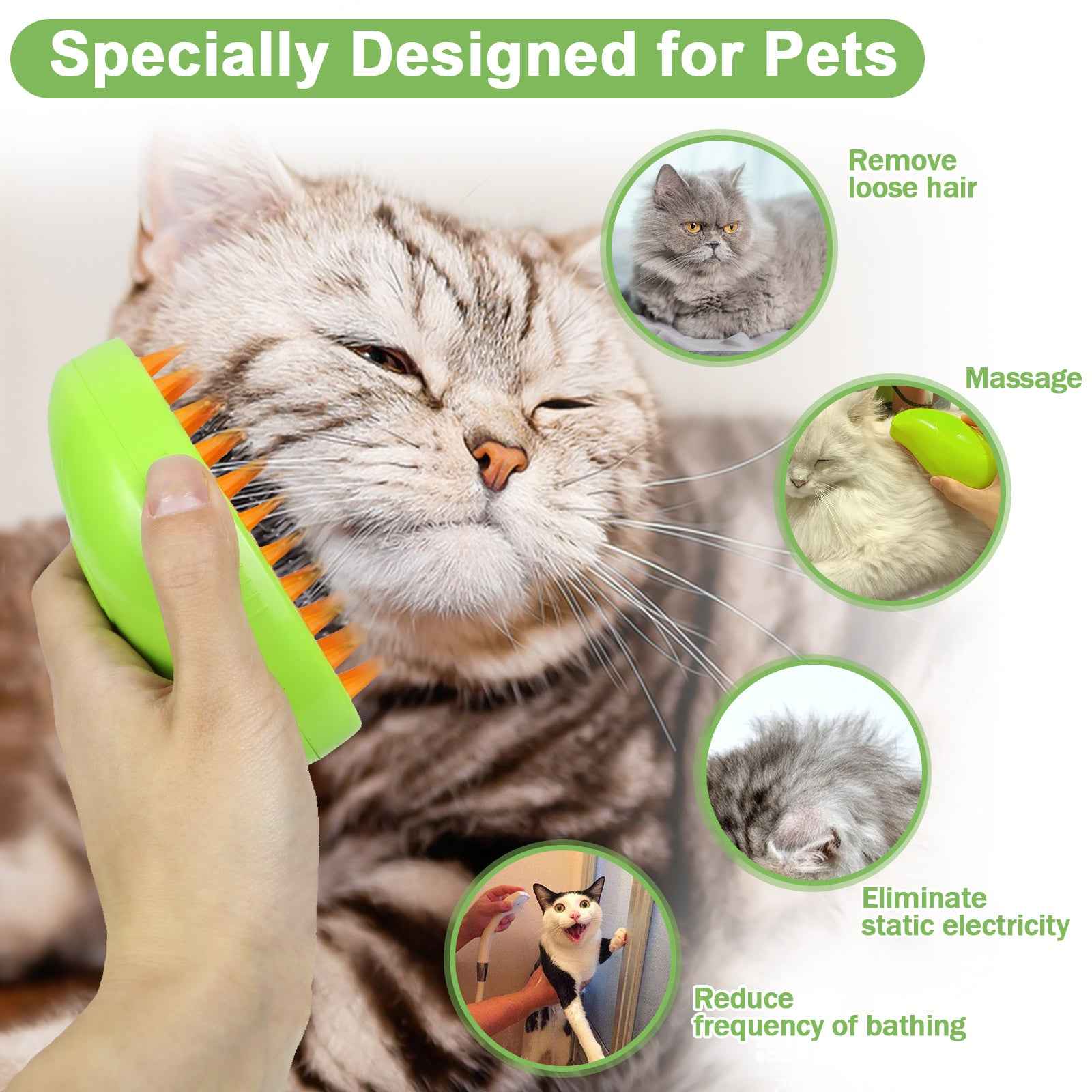 Cat Steam Brush For Shedding
