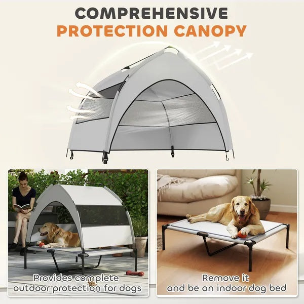 Elevated Dog Bed With Removable Canopy - TailTidePet